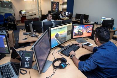 DUBAI, UNITED ARAB EMIRATES. 18 FEBRUARY 2020.  Dubai police’s virtual tech centre develops games to train officers and other to educate the public. Developer Prashant Suyal. (Photo: Antonie Robertson/The National) Journalist: Salam Al Amir . Section: National.
