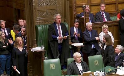 Speaker of the House John Bercow announces the results of the vote on alternative Brexit options in Parliament in London, Britain, March 27, 2019 in this screen grab taken from video. Reuters TV via REUTERS