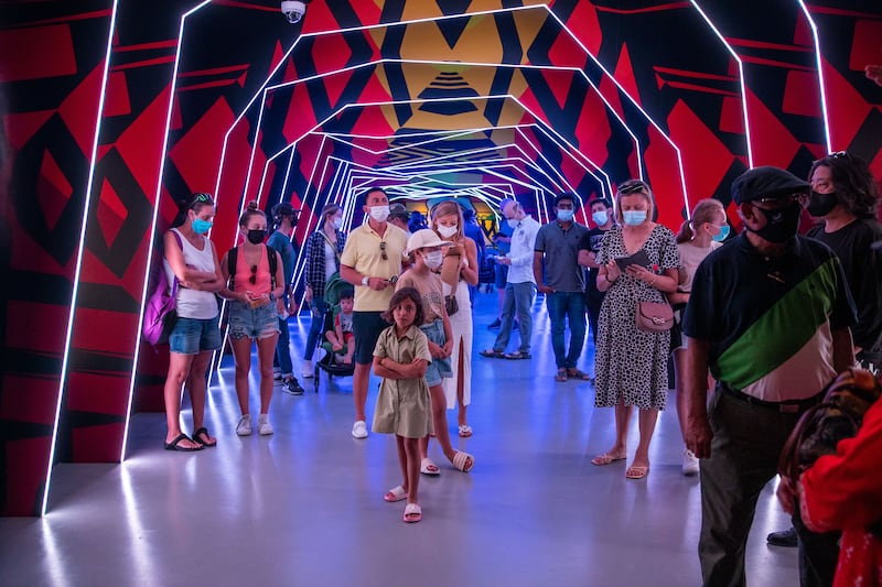 Visitors enter the Australia Pavilion.