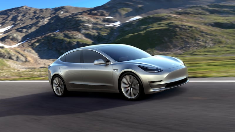 Tesla Model 3 in silver. EPA