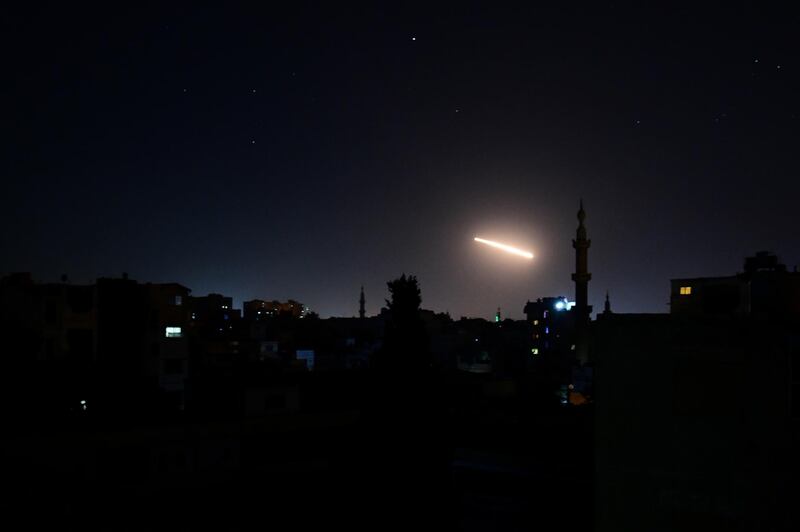 Light in the sky is seen in Damascus, Syria. Reuters