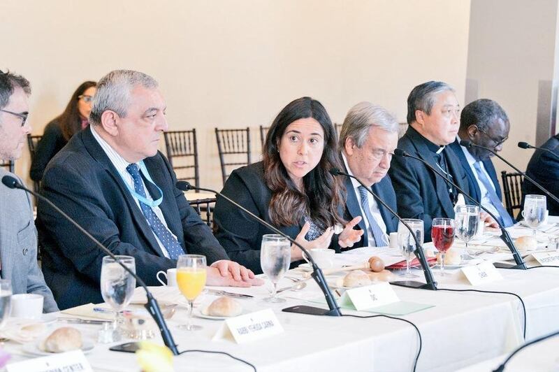 Lana Nusseibeh pictured with Antonio Guterres in New York. Courtesy: OIC