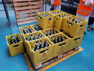 Bottles of carbonated mineral water at the plant in San Pellegrino in Italy. Photo by Simone Filippetti