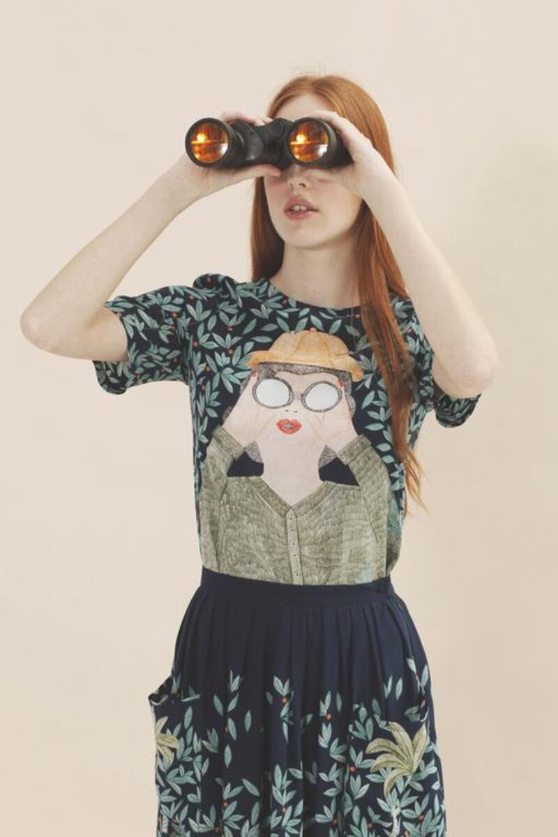 In her lookbooks, Khalifé likes to use props that mirror her own illustrations and prints. Courtesy Dina Khalifé