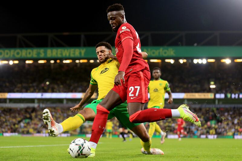 Divock Origi - 8. The Belgian looked the essence of a target man when he drew three defenders and won the ball for Minamino to strike early on. He confirmed that impression with a splendid header to double the score. Getty Images