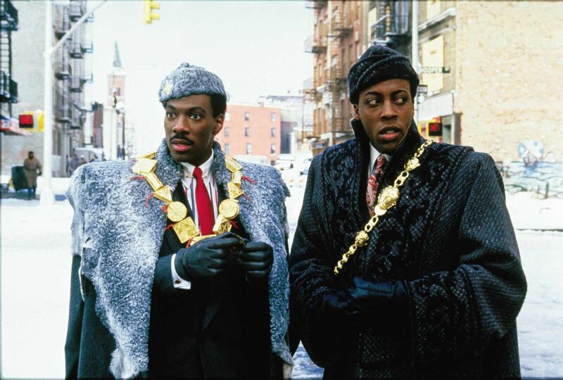 Eddie Murphy and Arsenio Hall in Coming to America. Courtesy Paramount Pictures