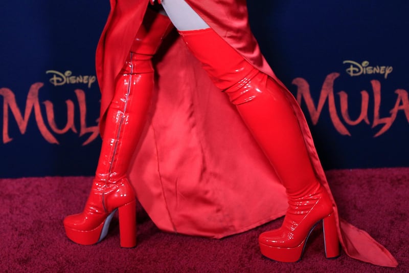 A closer look at Christina Aguilera's boots. EPA