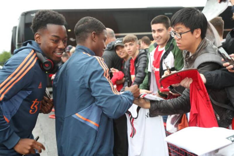 Tyrell Malacia of Manchester United arrives at Old Trafford. Getty