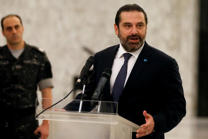 FILE PHOTO: Saad al-Hariri, who quit as Lebanon's prime minister on Oct. 29,  speaks after meeting President Michel Aoun at the presidential palace in Baabda, Lebanon November 7, 2019. REUTERS/Mohamed Azakir/File Photo