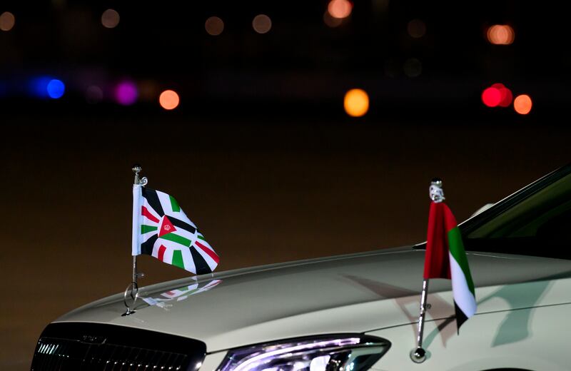 Flags are displayed on a vehicle