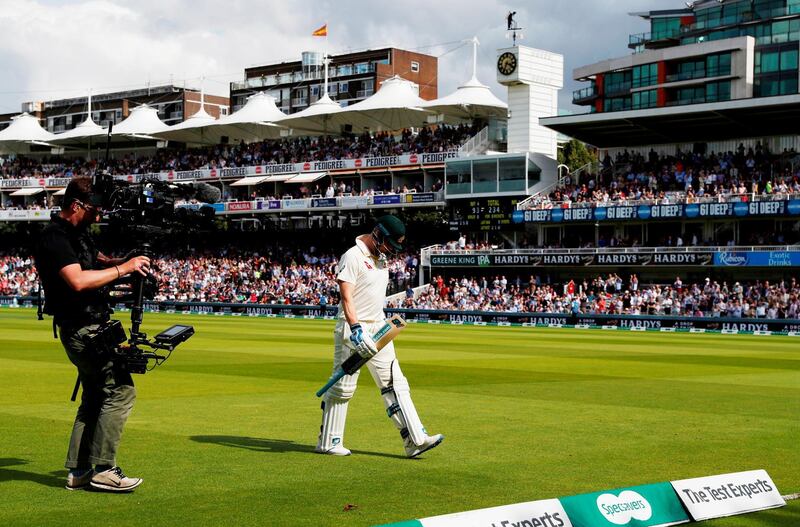 Cricket - Ashes 2019 - Second Test - England v Australia - Lord's Cricket Ground, London, Britain -  August 17, 2019  Australia's Steve Smith walks off after being dismissed  Action Images via Reuters/Paul Childs