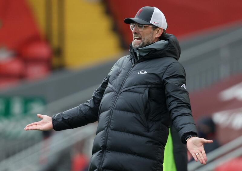 Liverpool manager Jurgen Klopp during his team's 1-0 Premier League defeat to Fulham at Anfield on Sunday, March 7. Reuters