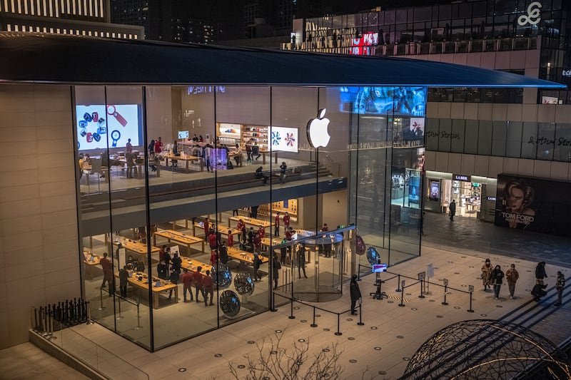 The Apple store at the Sanlitun shopping area in Beijing, China. EPA