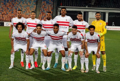 Zamalek's senior squad posing for a photo in Cairo. EPA 