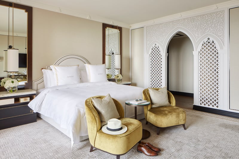 Arabesque-inspired elements have been incorporated into the design, in keeping with the resort's exterior