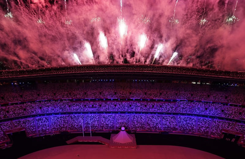 Fireworks explode during the opening ceremony.