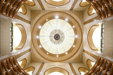 Abu Dhabi, United Arab Emirates - Qasr Al WatanÕs library grand ceiling. Khushnum Bhandari for The National