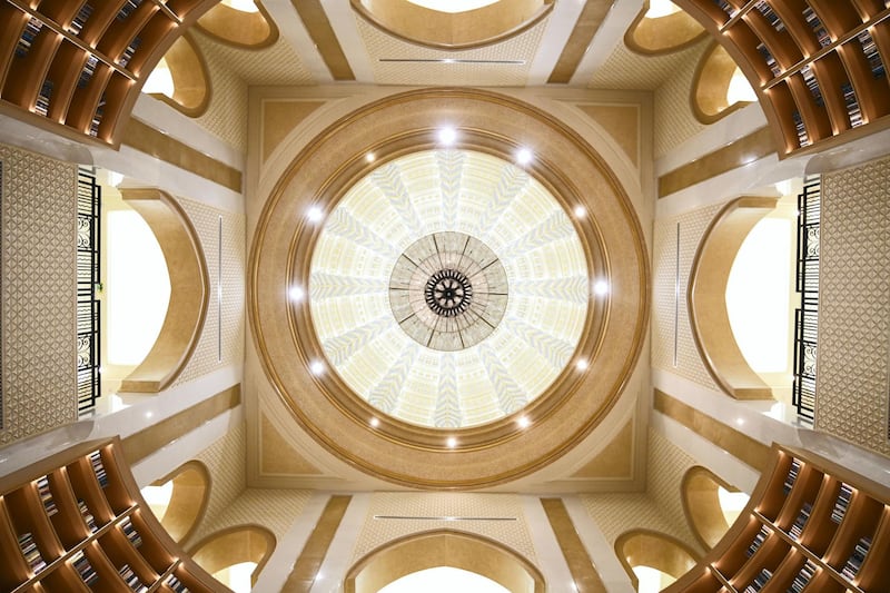 Abu Dhabi, United Arab Emirates - Qasr Al WatanÕs library grand ceiling. Khushnum Bhandari for The National