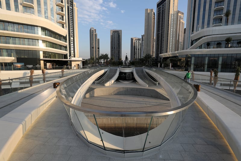 The viewing deck with Dubai skyscrapers looming in the background