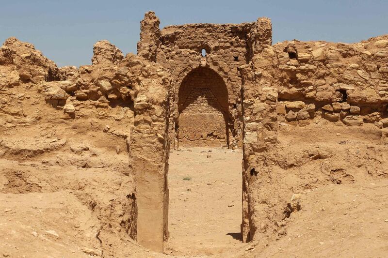 Al Aqiser archaeological site in Iraq. All that remains of Al Aqiser, which has stood in Ain Tamr for more than 1,500 years, are crumbling brick and earthen walls. AFP