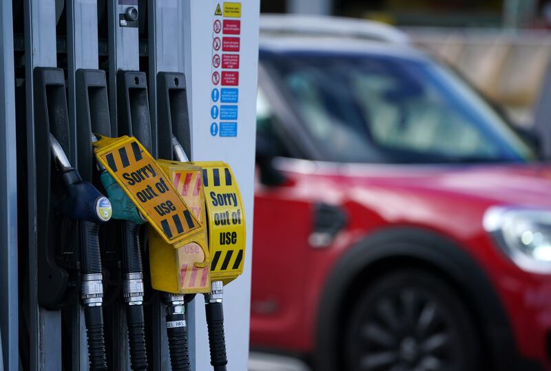 Pumps at a BP petrol station in Grangemouth, Scotland, on Monday. Photo: PA