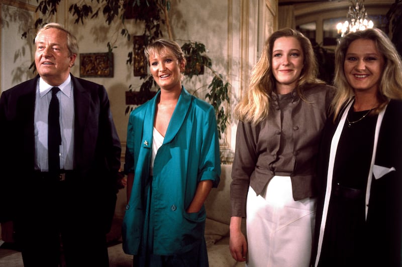 Jean-Marie Le Pen with his daughters Yann, Marine and Marie-Caroline in Saint-Cloud, France, in 1986.