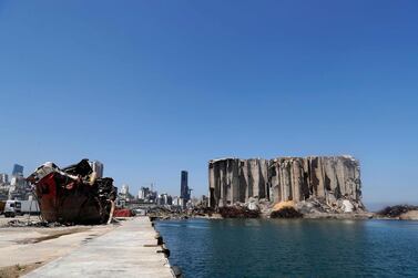 The damaged grain silos at Beirut port have become emblematic of the deadly explosion there on August 4, 2020. AFP