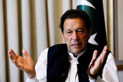 Former Pakistan prime minister Imran Khan gestures as he speaks during an interview in March. Reuters