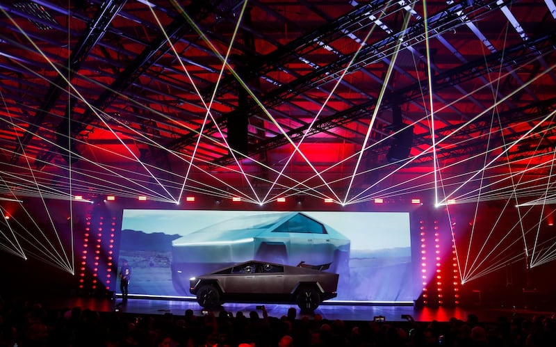 The Tesla Cybertruck is unveiled at Tesla's design studio. AP 