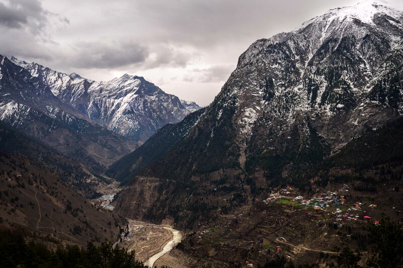 The Satluj river in the valley below the snowy peaks in Kinnaur district of the Himalayan state of Himachal Pradesh, India. AP Photo