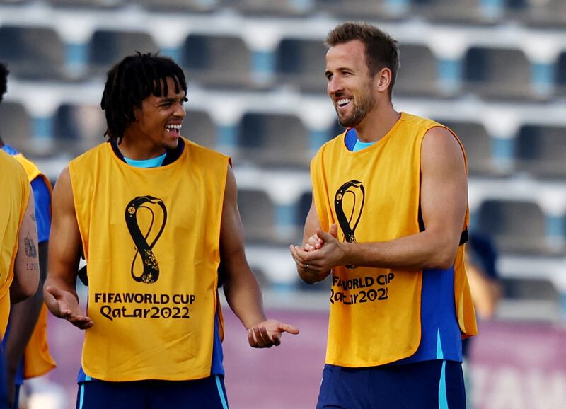 England's Trent Alexander-Arnold and Harry Kane. Reuters