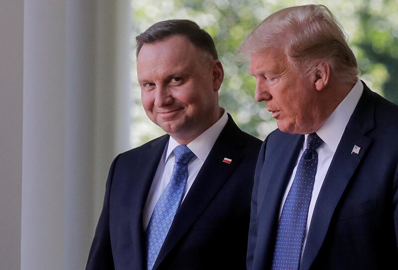 Poland's President Andrzej Duda arrives for a joint news conference with U.S. President Donald Trump in the Rose Garden at the White House in Washington, U.S., June 24, 2020. REUTERS/Carlos Barria     TPX IMAGES OF THE DAY