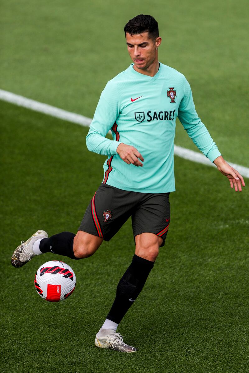 Portugal's Cristiano Ronaldo at training. EPA