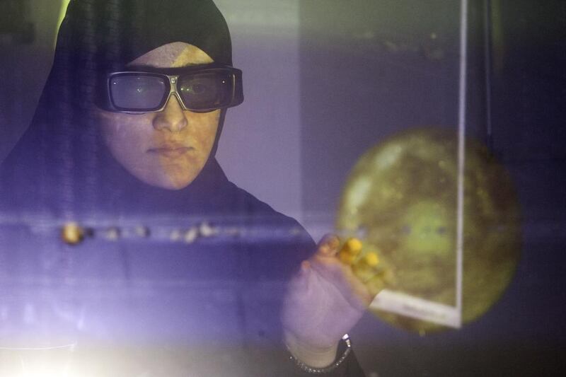 Sara Majeed, a researcher, is working on a holographic project. “It’s great to have this centre because it does enhance and create an interest to get into and develop technology,” she says. Jaime Puebla / The National
