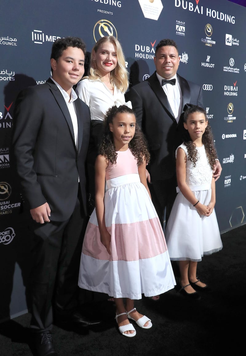 Dubai, U.A.E. . January 3, 2019.
Global Soccer Awards, red carpet at the Madinat Jumeirah.  Ronaldo and his family at the awards. Victor Besa / The National
Section:  SP
Reporter: