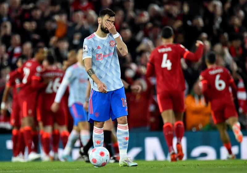 Bruno Fernandes 2. Gave the ball away too much. Hit a 58th minute free-kick over the wall to nobody. Booked. Deeply frustrated. Apologised to the fans after. It’s not good enough.
EPA