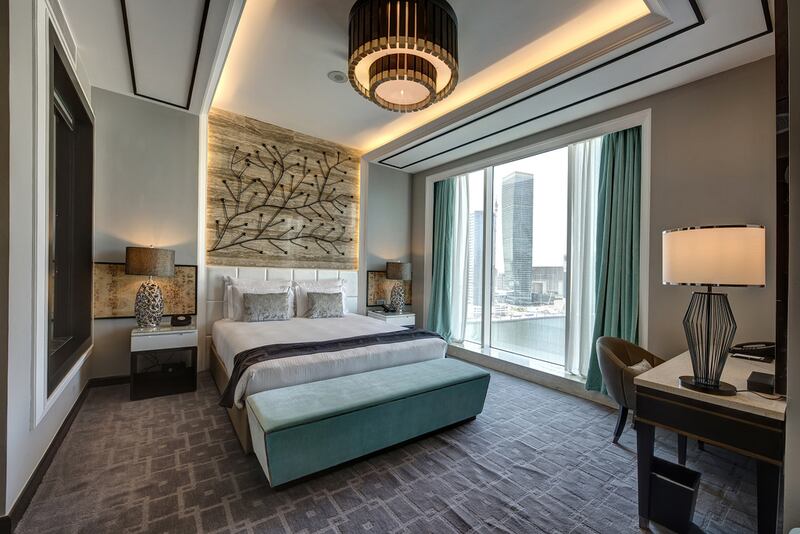 The King bedroom in the CEO suite in the Steigenberger Hotel. Courtesy Steigenberger Business Bay