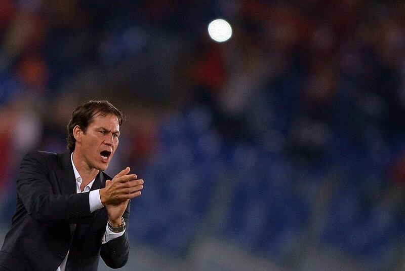 AS Roma's French coach Rudi Garcia will not hear anything to the contrary. He says Juventus has wrapped up the Serie A league title. Filippo Monteforte / AFP



