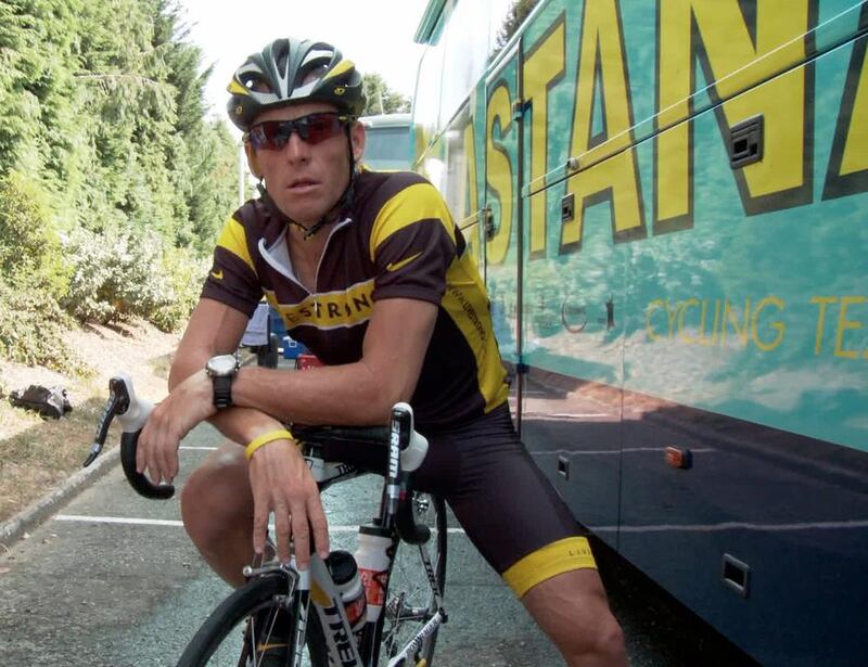 This photo released by Sony Pictures Classics shows Lance Armstrong in the documentary film, “The Armstrong Lie”.  Maryse Alberti / AP Photo



