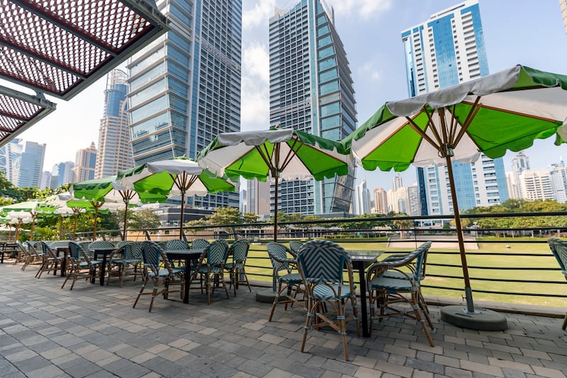 The terrace overlooks the JLT park after which the venue is named