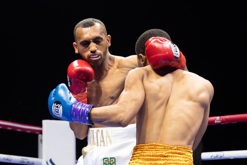 The UAE's Sultan Al Nuaimi outclassed Tanzanian Jemsi Kibazange by unanimous decision in their super flyweight clash at the inaugural Rising Stars Arabia boxing at Mubadala Arena, Abu Dhabi. Ruel Pableo for The National