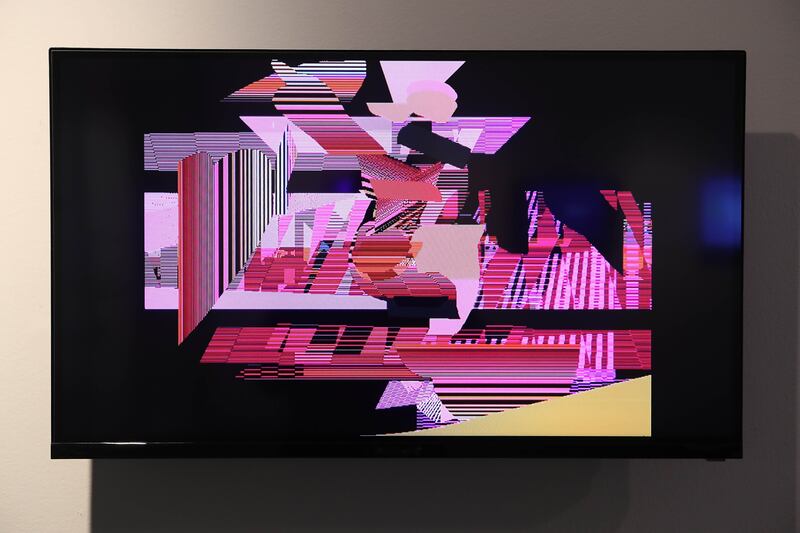 The kinetic paintings seem like a natural progression for Halaby’s intent of inducing motion