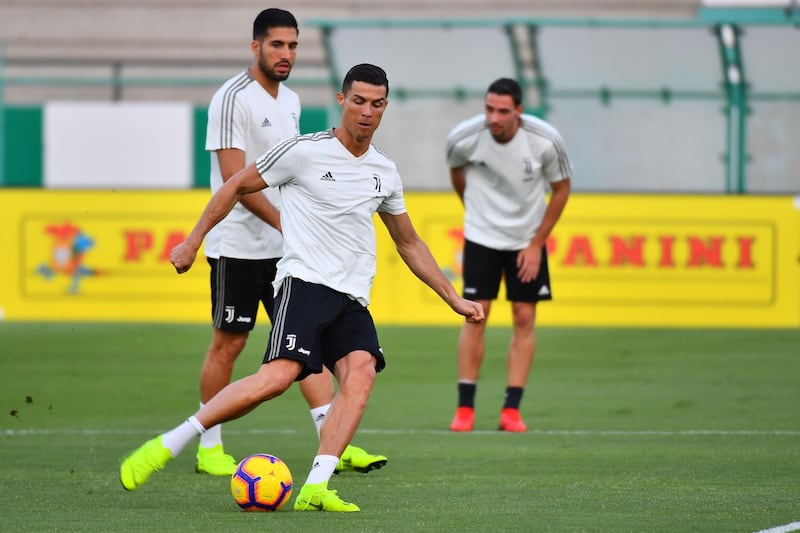 Cristiano Ronaldo takes part in training at the King Abdullah Sports City Stadium in Jeddah. AFP