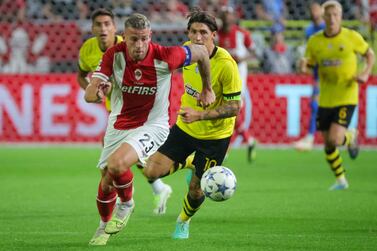 Royal Antwerp player Toby Alderweireld in action during the UEFA Champions League play-offs. EPA