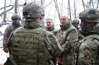 Labour leader Keir Starmer and shadow defence secretary John Healey meeting British troops at a Nato base in Tapa, Estonia. PA