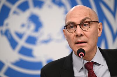 UN High Commissioner for Human Rights Volker Turk gives a press conference in Geneva in December last year. AFP