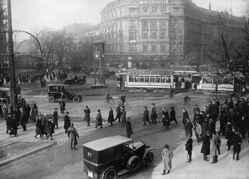 Potsdamer Platz, Berlin, circa 1925. Arts, intellectualism and the sciences flourished in Germany during the interwar years, particularly in Berlin. Roger Viollet / Getty Images.