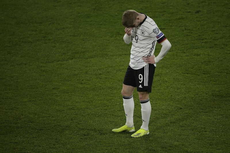 Germany's Timo Werner reacts after the defeat. EPA
