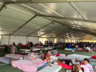 A shelter for earthquake survivors in Marrakech. Ghaya Ben Mbarek / The National