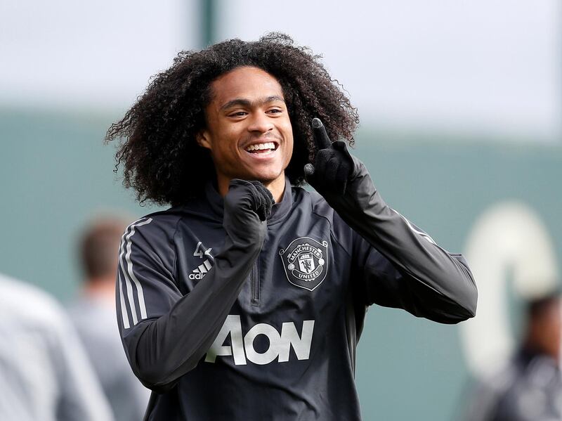 Manchester United's Tahith Chong during training ahead of the Europa League match against LASK in Austria.